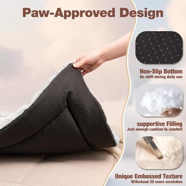 М'яка лежанка для собак Mora Pets: зручна та миюча, 74 x 46 см (XL 89 x 56 см, бежева)