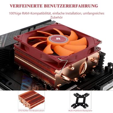 Thermalright AXP90-X53: Низькопрофільний кулер CPU для ITX, 53 мм, PWM вентилятор TL-9015R, технологія AGHP, сумісний з AMD AM4/AM5 та Intel 1700/1150/1151/1155/1156/1200 (модель з чистої міді)