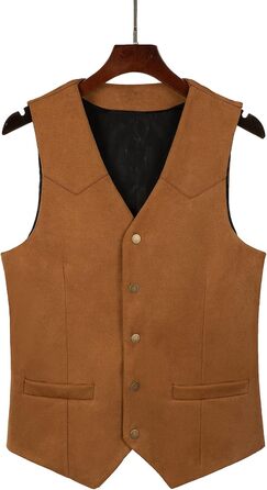 Костюм з велюру чоловічий Tuikayoo, жилет у стилі вестерн, коричневий, розмір L