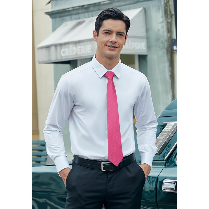 Чоловіча краватка та нагрудна хустинка HISDERN для весілля, комплект з запонками, рожевий