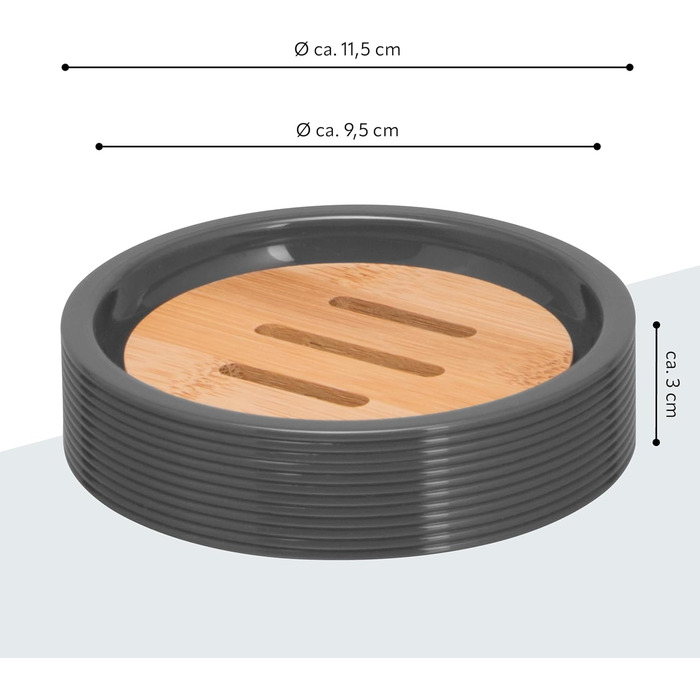Підставка для мила Bremermann Segno з бамбука та пластику (сіра)