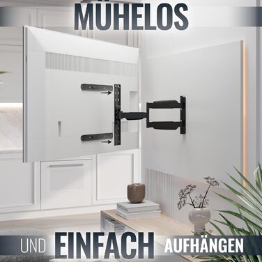 Настінний кріплення для телевізора RICOO S9544: поворотний, нахильний, універсальний, 40-65 дюймів, VESA 400x400, до 45 кг