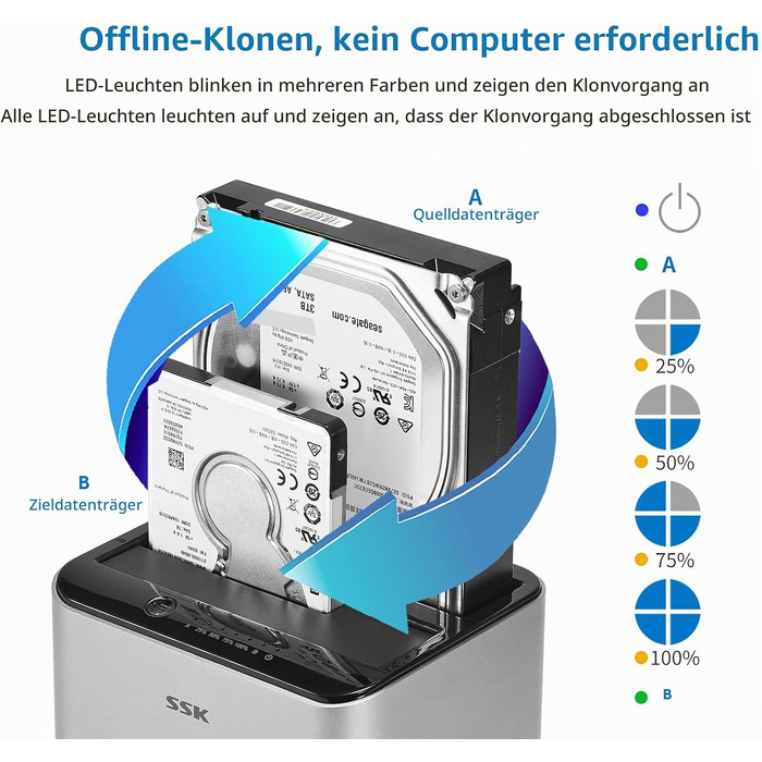 Док-станція SSK для HDD/SSD накопичувачів 2.5