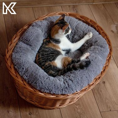 КADAX Лежанка для собак та котів з лози, природний колір, лежанка для собак, котячий кошик, лежак для тварин, лежанка для собак, місце для сну собаки, кошик для відпочинку (11x50x38 см)
