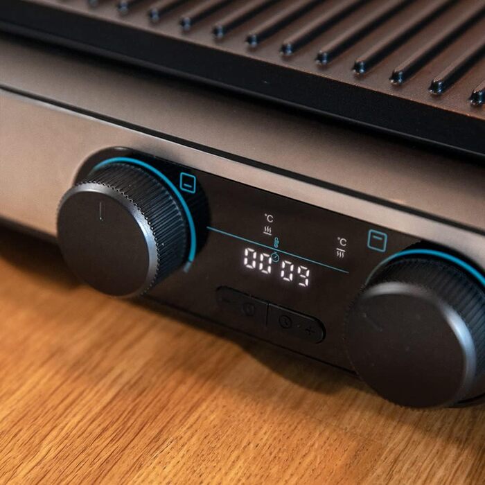 Cecotec Electric Table Grill Rock'nGrill Dual. 2000 W, independent temperature control on each plate, removable and non-stick coated plates, opens 180º