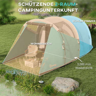 Намет Outsunny Tunnelzelt на 5 осіб, 180H x 460L x 230W см, стійкий до УФ-випромінювання, з кілками, відтяжками, сумкою для перенесення, водовідштовхувальний, Синій | Aosom