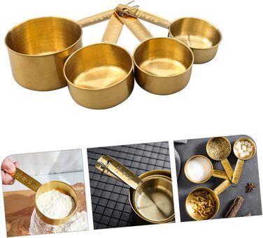 BESTOYARD 4-Piece Measuring Spoon Set - Stainless Steel, Wooden Cooking Spoon Set, Wooden Spoon Set, Baking Measuring Spoons, Measuring Scoop, Measuring Cup, Spoon Scoop, Long-Handled Measuring Spoons, Stainless Steel, 4 Pieces * 4