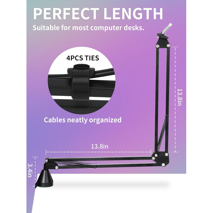 Кріплення для мікрофона HyperX QuadCast та інші - кріплення на стіл з поп-фільтром, сумісне з Blue Yeti, Razer Seiren Mini, YOUSHARES (8. Low Profile)