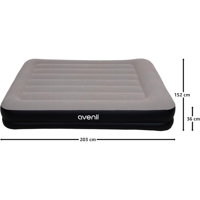 Надувний матрац-ліжко AVENLI для 2 осіб, 203x152x36 см з інтегрованою помпою, флаокова поверхня, для кемпінгу та дому
