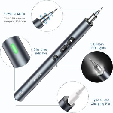 Міні електрична викрутка 28 в 1: набір прецизійних викруток з LED-підсвічуванням для телефонів, годинників, ноутбуків