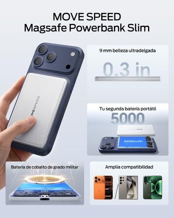 Power Bank Magsafe 5000mAh Slim (Білий перламутр) - Бездротовий магнітний акумулятор для iPhone та Samsung