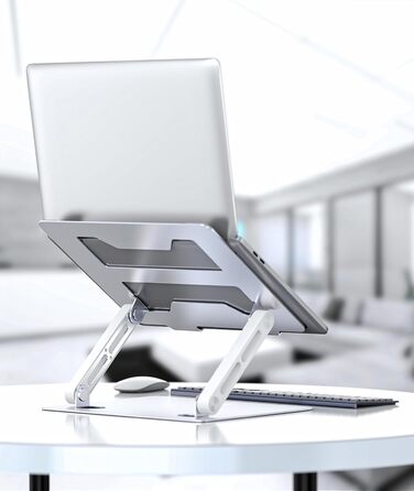Adjustable Laptop Stand for Desk - 360° Rotating Base, Ergonomic Riser for MacBook Pro/Air, HP, Dell, Lenovo (10-17 inch)