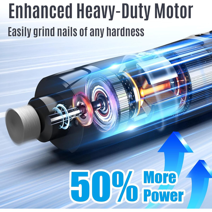 Електричний шліфувальник для собак та котів Casfuy Neue 6-Gang – тиха робота, 2 LED, 7 годин роботи, для собак великих, середніх та малих порід, чорний