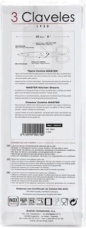 Кухонні ножиці 3 Claveles Master INOX 20 см, нержавіюча сталь, блискучі