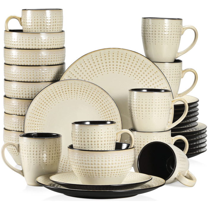 Набір посуду Vancasso GUTO Tafelservice: 48 предметів (12 комплектів) з тарілок, салатників та чашок