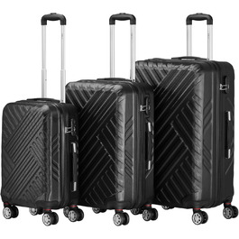 Набір валіз Zelsius 3 шт., чорний | ABS, з кодовим замком, подвійними колесами та внутрішнім роздільником | Ручна валіза, набір валіз, ролер, велика валіза, багаж