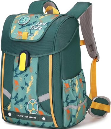 Шкільний рюкзак для хлопчика, 1-4 клас, ергономічний, з нагрудним ременем, 2025, для дітей 6-10 років, знімний поясний ремінь, світловідбиваючі елементи (зелений)