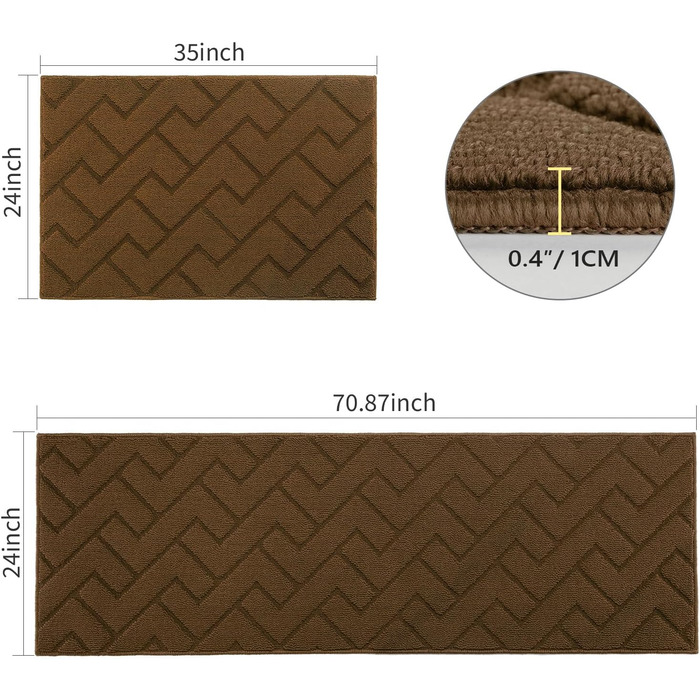 Килимок для дому HICORFE, 50.8 x 80 см, поглинаючий, антибактеріальний, неслизький, антрацит
