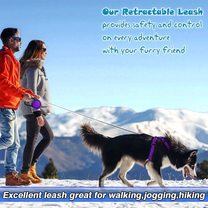 МігооПет (MigooPet) повідок для собак, висувна, 4.6 м, для собак малих та великих порід (до 45/115 кг), фіолетовий