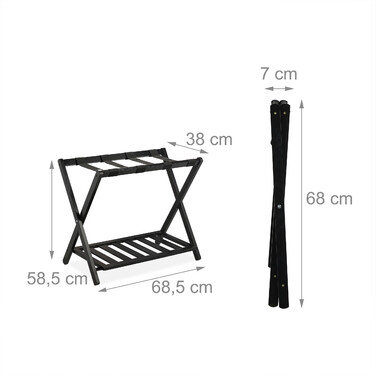Relaxdays Black Bamboo Luggage Rack