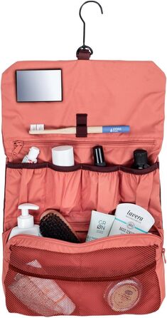 Kulturtasche VAUDE WegaWrap: Косметичка з дзеркалом, тримачем для зубної щітки та гачком для підвішування, водонепроникна (Dark Cherry)
