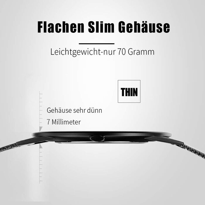 Годинник чоловічий CRRJU ультратонкий водонепроникний з чорним мікросітчатим ремінцем з нержавіючої сталі, аналоговий кварцовий годинник для бізнесу (Чорний, Синій)
