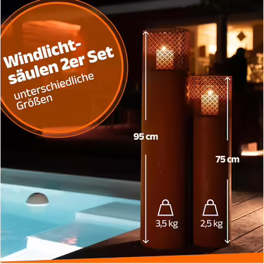 BENTSON Torch Lamp Posts Set of 2 | Decorative Post for the Garden in Rust Industrial Design | Torch for Outdoors and Indoors | Lantern Included with Candles | Oriental | 95cm + 75cm
