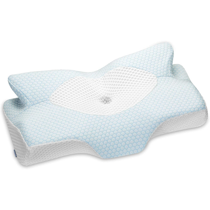 Elviros Orthopedic Memory Foam Pillow, Side Sleeper Pillow Neck Support Pillow, Head Pillow Neck Pain, Ergonomic Sleeping Pillow for Neck and Shoulder Pain, 53.8x11/9x33cm, Blue Blue 54 x 11/9 x 33 cm