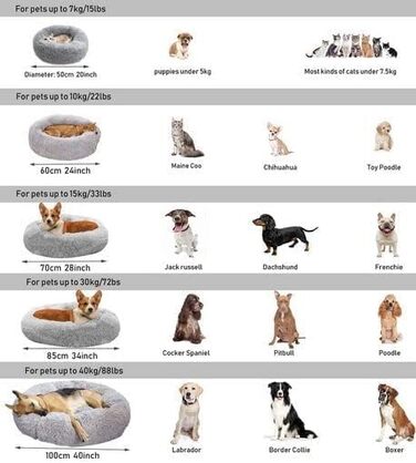 CALIYO Крісло-лежанка для собак та котів середнього розміру, м'яке, миється, діаметр 70 см (100 см), сірий