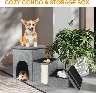 Сходинка для собак Petizer: складана, регульована висота, з коробкою для зберігання, для маленьких собак, кошенят та цуценят