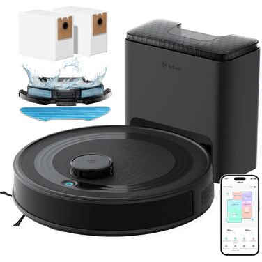 Робот-пилосос LEFANT M2 Pro з потужністю 6000 Pa, автоматичною витяжкою сміття, лазерною навігацією та картографією, індивідуальним прибиранням, уникненням перешкод PSD, ідеальний для видалення шерсті тварин, білий (M2Plus)