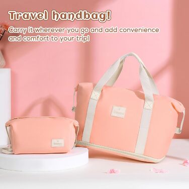 Набір валіз Joyway: велика валіза з ABS-пластику, 4 колеса, TSA-замок, сумка для ручної поклажі та кульбага (Рожевий)