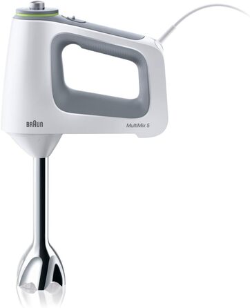 Braun MultiMix 5 HM 5107 Hand Mixer – Handheld mixer with variable speed control, including whisk, dough hooks, hand blender, and 600 ml mixing and measuring cup, 750 Watt, white HM 5107 Single