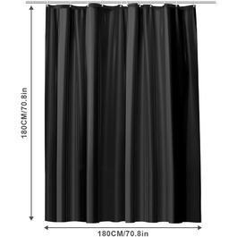 Шторка для душу URAQT, антибактеріальна, водонепроникна, швидковисихаюча, PEVA, 180x180 см, 12 кілець, для ванни (Біла)