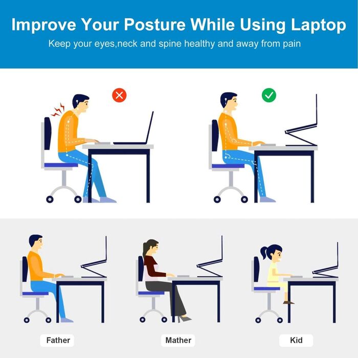 DUCHY Adjustable Laptop Stand - Ergonomic Laptop Riser for MacBook, Tablets & Laptops (10-17 inch) - Rose Gold