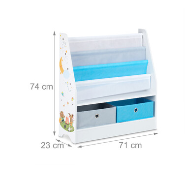 Relaxdays Children's Shelf with 2 Boxes & 3 Hanging Pockets