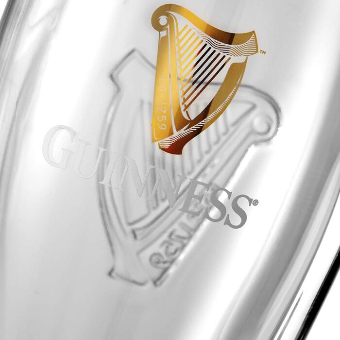 Набір з двох склянок для пива Guinness з логотипом та дизайном арфи, 568 мл (2 шт.)