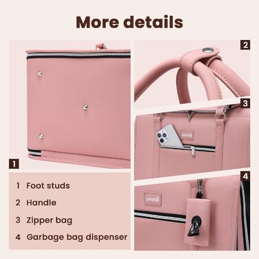 Транспортна переноска для котів та собак Pecute, рожева, з PU-шкіри, для подорожей