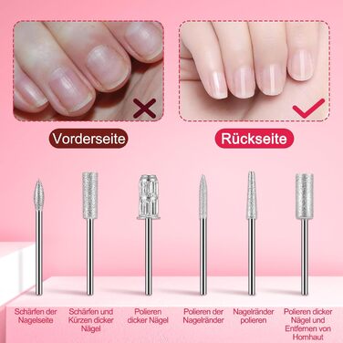 Електричний фрезер для нігтів Nailgirls 11 в 1 з педаллю, 35000 об/хв, для гель-лаку, манікюру та педикюру (Рожевий)