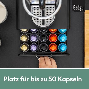 Тримач для капсул Nespresso Gadgy - органайзер для 50 капсул, нержавіюча сталь, чорний