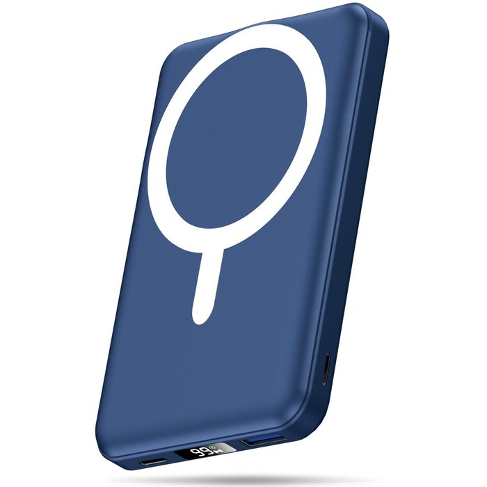 Бездротовий Power Bank AOGUERBE MagSafe 10000mAh, швидка зарядка 22.5W, USB-C, для iPhone 17/16/15/14/13/12 Pro Max (Блакитний)