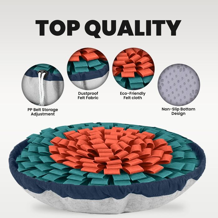 PET ARENA килимок для нюхання собак – інтелектуальна іграшка для собак, велика, регульована, миється (помаранчево-блакитний)