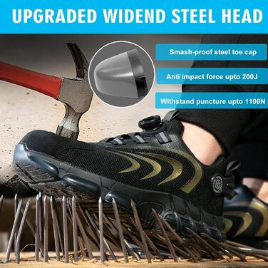 Черевики безпеки для чоловіків та жінок, легкі та дихаючі з повітряною подушкою, 40 EU