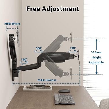 Підставка для двох моніторів BONTEC, 13-32 дюйми, регулювання висоти, поворот та нахил, VESA 75x75/100x100, до 9 кг, для офісу та геймінгу