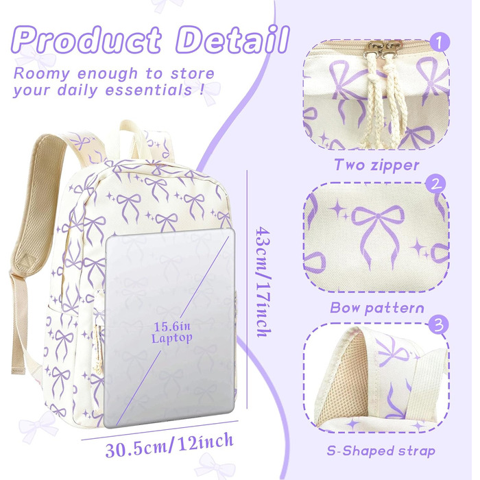 Жіночий рюкзак для ноутбука та школи, легкий та стильний (фіолетовий)