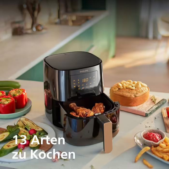 Фритюрниця Philips Airfryer 5000 Connected з Rapid Air, 13 режимів, сенсорний екран, 4,1 л, Wi-Fi, для сім'ї