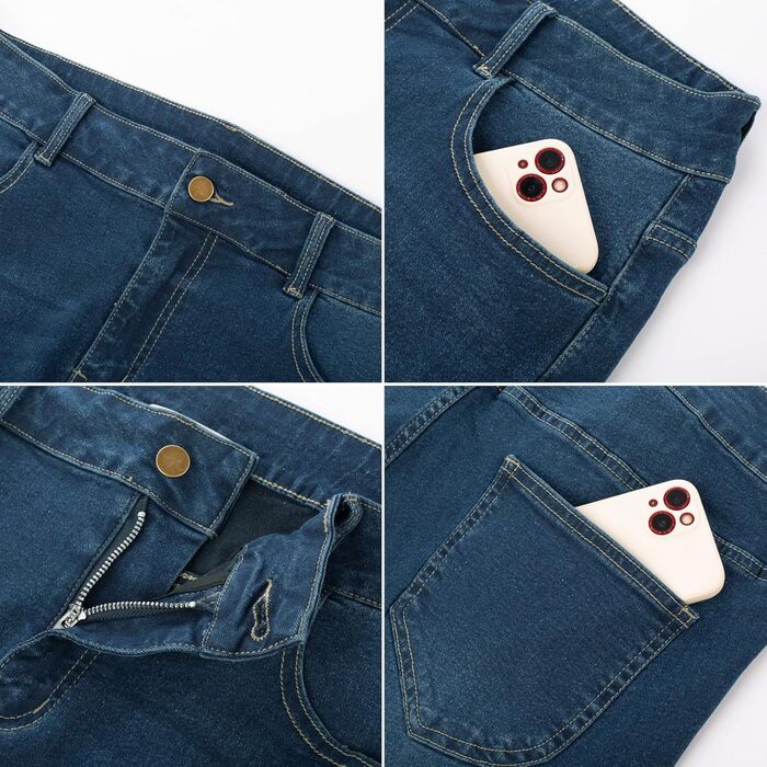 Жіночі джинси Bootcut Hanna Nikole великого розміру, висока талія, темно-синій, еластичні (34)