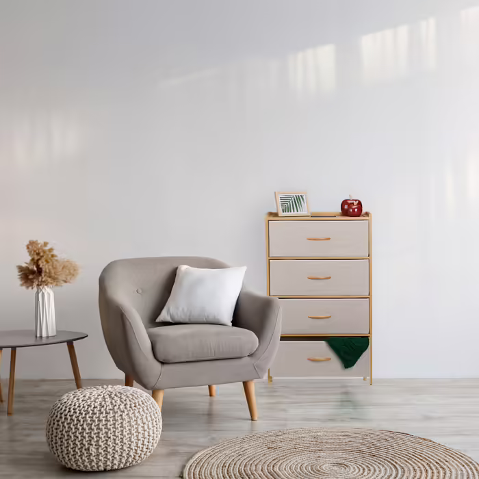 Relaxdays Bamboo Chest of Drawers, 4 Drawers
