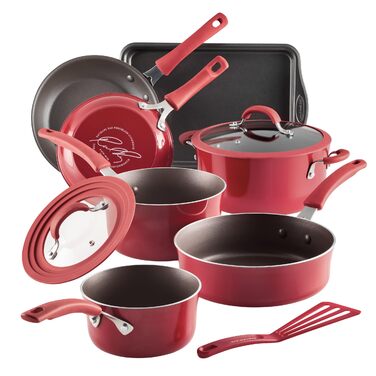 Набір посуду Rachael Ray Cook + Create Agaven, 10 предметів, антипригарне покриття, червоний