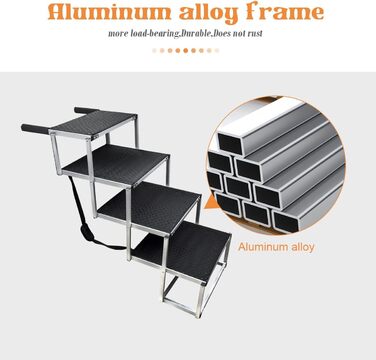 Східці для собак великих порід - автосходинки для собак з 4 ступенів, складані, алюмінієві, до 75 кг